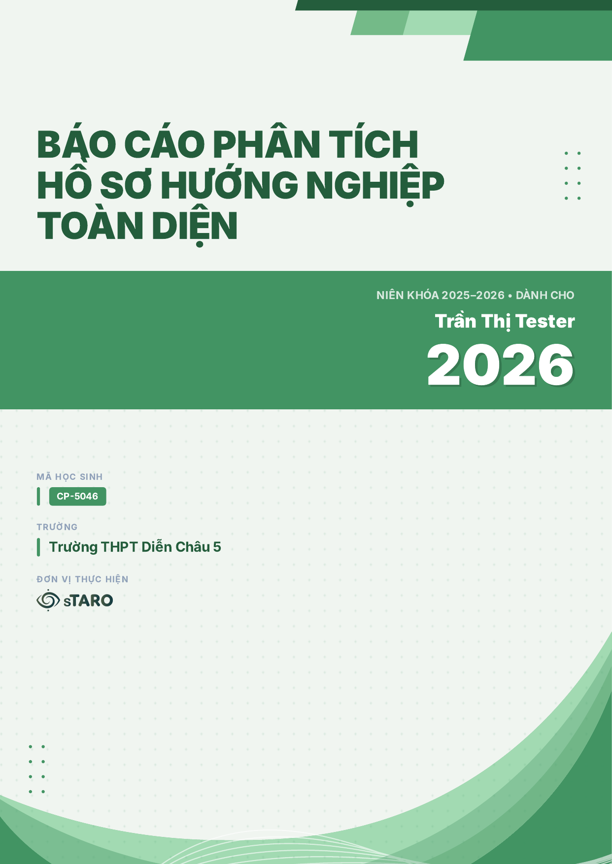 Báo cáo hồ sơ hướng nghiệp cá nhân hóa